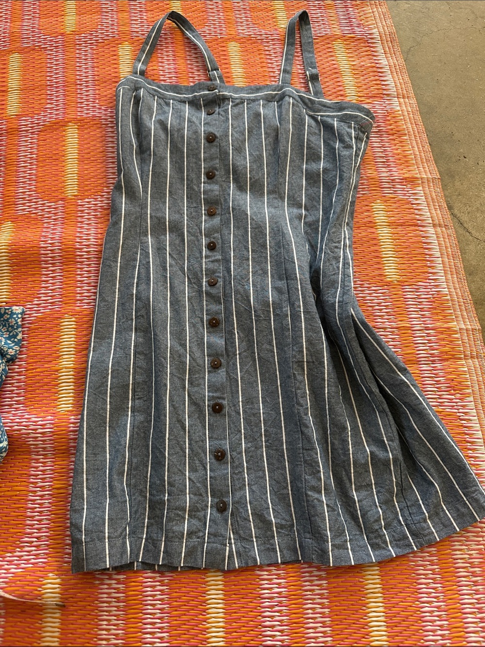 Forever 21 Navy and White Striped Button-Front A-Line Dress Skirt